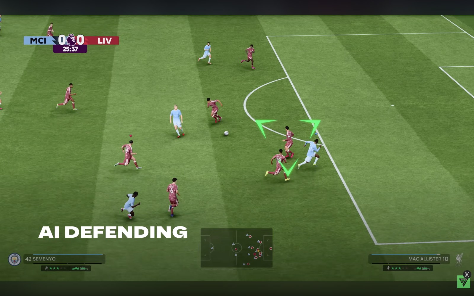 Indikator AI defending di gameplay EA Sports FC 27