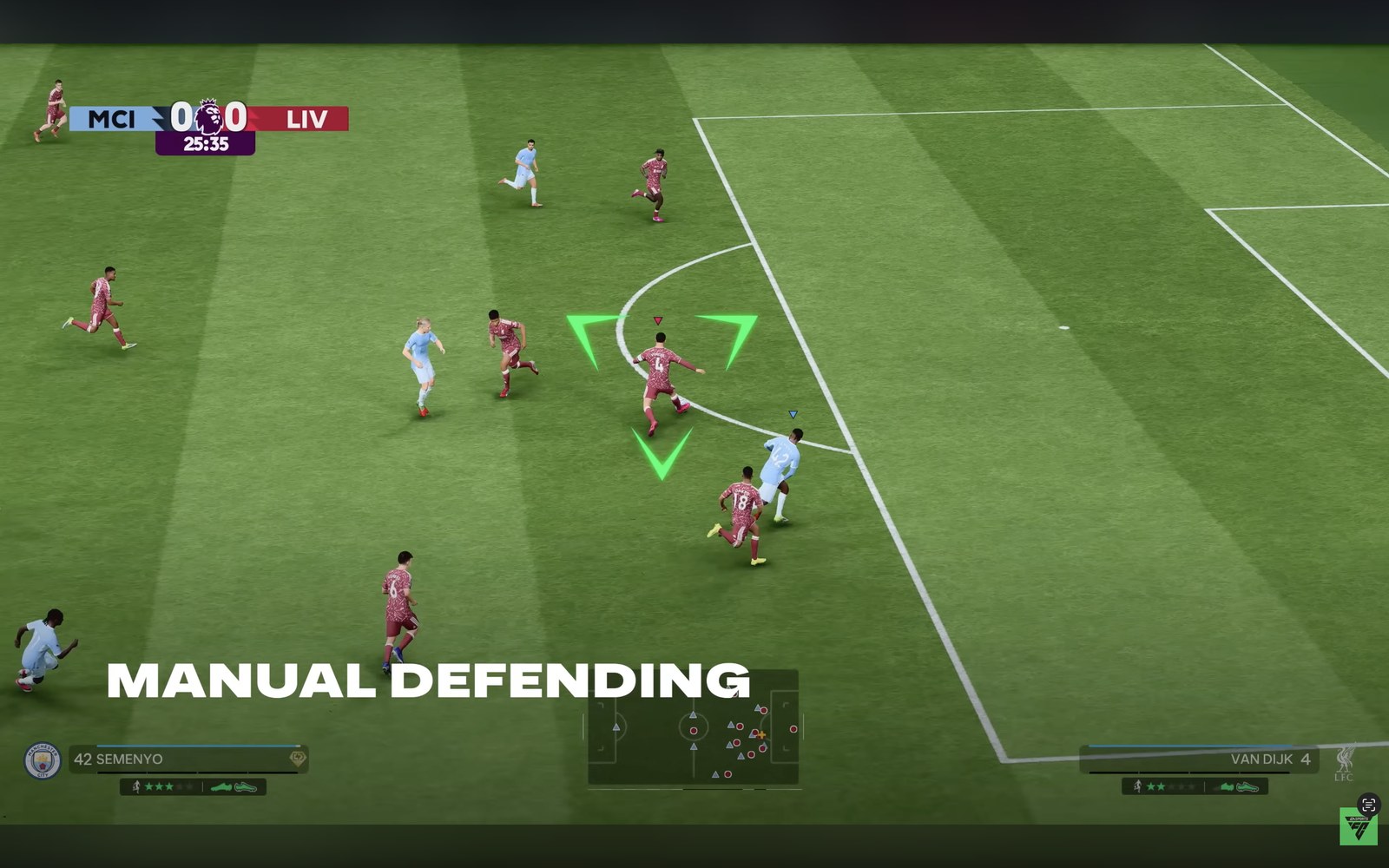 Indikator manual defending di gameplay EA Sports FC 27