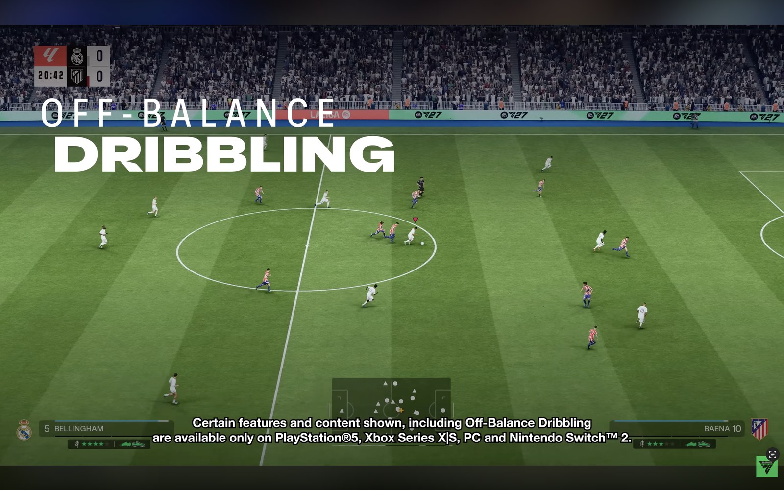 Indikator off-balance dribbling di gameplay EA Sports FC 27