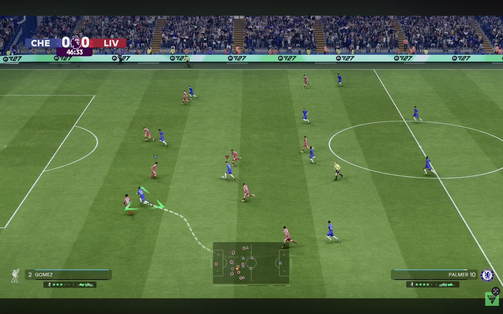 Panah arah lari rekan setim di gameplay EA Sports FC 27