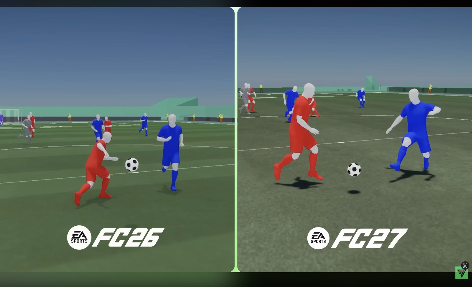 Perbandingan visual gameplay FC26 dan FC27