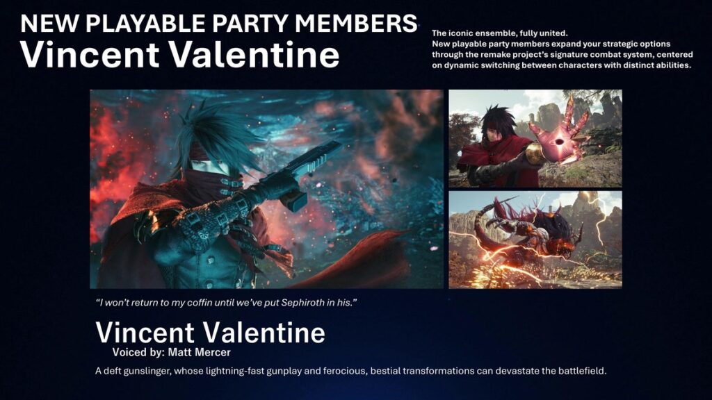 Vincent Valentine playable di FF VII Revelation