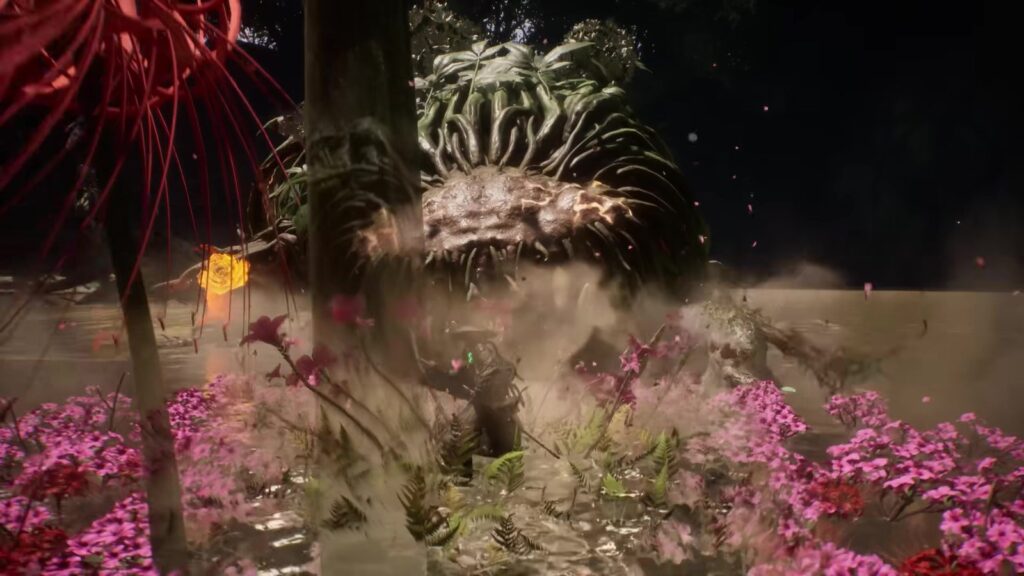 Malefact raksasa muncul di rawa penuh bunga dalam Beast of Reincarnation