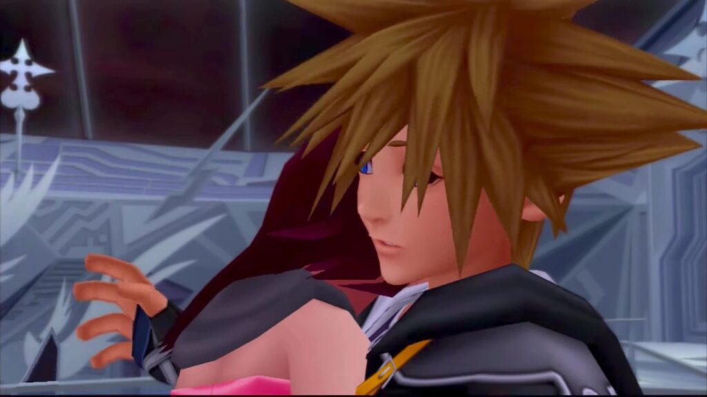 Sora dan Kairi berpelukan dalam adegan Kingdom Hearts II