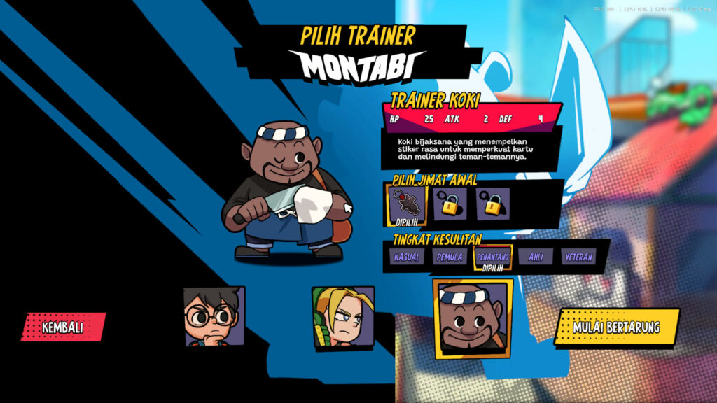 Layar Pilih Trainer Koki di Montabi