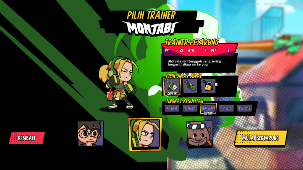 Layar Pilih Trainer Petarung di Montabi