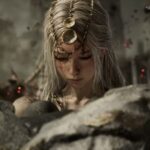 Wajah karakter dengan render realistis
