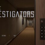 Layar judul Scene Investigators dengan koridor hotel dan panel lift